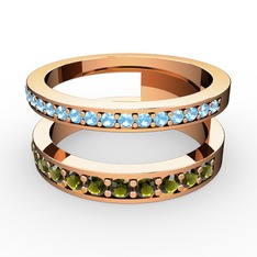 Akuamarin ve peridot 18 ayar rose altın yüzük