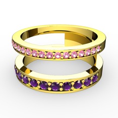 Zaria Yüzük - Pembe kuvars ve ametist 18 ayar altın yüzük #1ulctqx