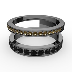 Zaria Yüzük - Dumanlı kuvars ve siyah zirkon 925 ayar siyah rodyum kaplama gümüş yüzük #1vh0yg2