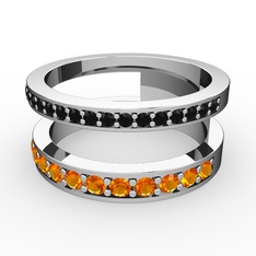 Zaria Yüzük - Siyah zirkon ve sitrin 8 ayar beyaz altın yüzük #1vx2w83