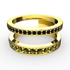 Zaria Yüzük - Siyah zirkon ve peridot 18 ayar altın yüzük #1w6r4z1