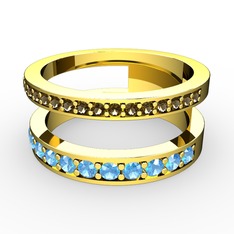 Zaria Yüzük - Dumanlı kuvars ve akuamarin 8 ayar altın yüzük #1wc5eos