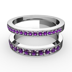 Ametist 14 ayar beyaz altın yüzük