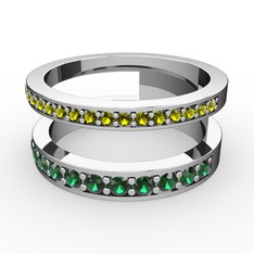 Peridot ve yeşil kuvars 925 ayar gümüş yüzük
