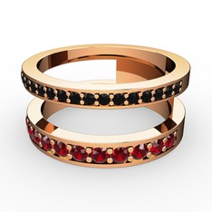Zaria Yüzük - Siyah zirkon ve garnet 18 ayar rose altın yüzük #1x49s7t