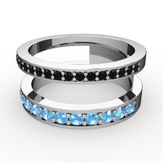 Zaria Yüzük - Siyah zirkon ve akuamarin 18 ayar beyaz altın yüzük #1y5jc4