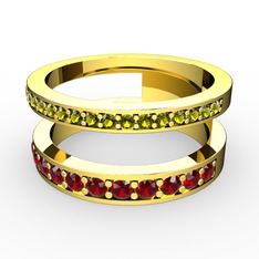Peridot ve garnet 925 ayar altın kaplama gümüş yüzük