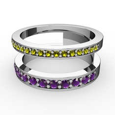 Zaria Yüzük - Peridot ve ametist 8 ayar beyaz altın yüzük #1ym38yd