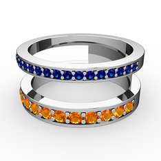 Zaria Yüzük - Lab safir ve sitrin 18 ayar beyaz altın yüzük #1yoc6ag