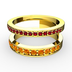 Garnet ve sitrin 18 ayar altın yüzük