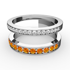 Zaria Yüzük - Swarovski ve sitrin 14 ayar beyaz altın yüzük #33devb
