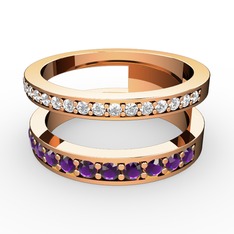 Swarovski ve ametist 18 ayar rose altın yüzük