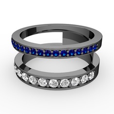 Zaria Yüzük - Lab safir ve beyaz zirkon 925 ayar siyah rodyum kaplama gümüş yüzük #3ko4lt