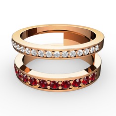 Swarovski ve garnet 14 ayar rose altın yüzük