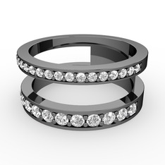 Zaria Yüzük - Swarovski ve beyaz zirkon 925 ayar siyah rodyum kaplama gümüş yüzük #687bzb