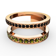 Zaria Yüzük - Siyah zirkon ve peridot 18 ayar rose altın yüzük #7prhkx