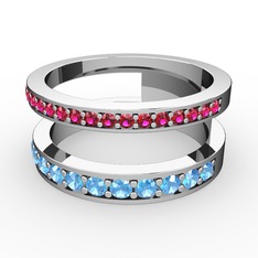 Zaria Yüzük - Rodolit garnet ve akuamarin 18 ayar beyaz altın yüzük #afb704