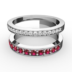 Swarovski ve rodolit garnet 18 ayar beyaz altın yüzük