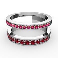 Zaria Yüzük - Rodolit garnet ve garnet 14 ayar beyaz altın yüzük #d63gyg