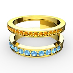 Zaria Yüzük - Sitrin ve akuamarin 925 ayar altın kaplama gümüş yüzük #dxtw77