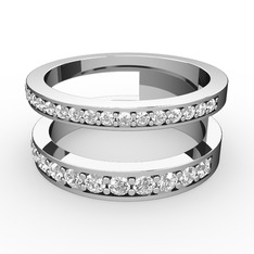 Beyaz zirkon ve swarovski 8 ayar beyaz altın yüzük