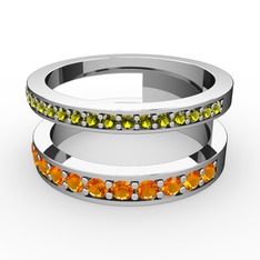 Zaria Yüzük - Peridot ve sitrin 8 ayar beyaz altın yüzük #eyd385