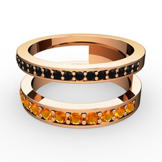 Zaria Yüzük - Siyah zirkon ve sitrin 14 ayar rose altın yüzük #f4mpg5