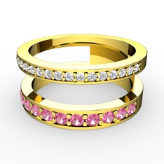 Zaria Yüzük - Pırlanta ve pembe kuvars 925 ayar altın kaplama gümüş yüzük (0.253 karat) #hi6mwn