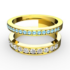 Akuamarin ve swarovski 18 ayar altın yüzük