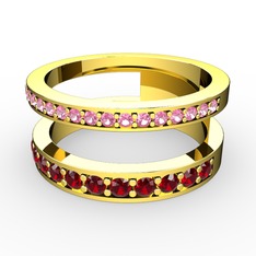 Zaria Yüzük - Pembe kuvars ve garnet 14 ayar altın yüzük #hr9f9k