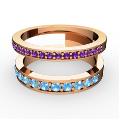 Zaria Yüzük - Ametist ve akuamarin 18 ayar rose altın yüzük #lp6vv2