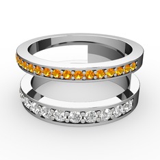 Zaria Yüzük - Sitrin ve swarovski 8 ayar beyaz altın yüzük #o4q2ls