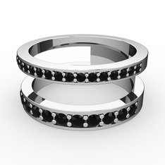 Zaria Yüzük - Siyah zirkon 8 ayar beyaz altın yüzük #oqh57a