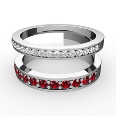 Swarovski ve garnet 14 ayar beyaz altın yüzük