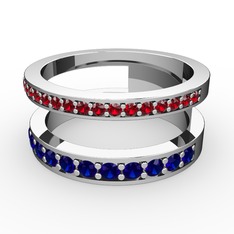 Garnet ve lab safir 18 ayar beyaz altın yüzük