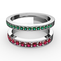 Zaria Yüzük - Yeşil kuvars ve rodolit garnet 14 ayar beyaz altın yüzük #wce3tq