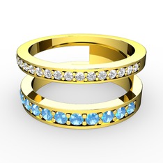 Zaria Yüzük - Swarovski ve akuamarin 18 ayar altın yüzük #zdmyq0