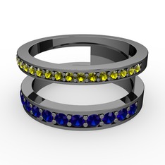 Zaria Yüzük - Peridot ve lab safir 925 ayar siyah rodyum kaplama gümüş yüzük #zdnq3t