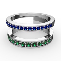 Zaria Yüzük - Lab safir ve yeşil kuvars 8 ayar beyaz altın yüzük #zhbbpn