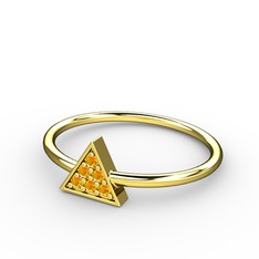 Lida Üçgen Yüzük - Sitrin 14 ayar altın yüzük #1t232jx