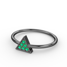Lida Üçgen Yüzük - Yeşil kuvars 925 ayar siyah rodyum kaplama gümüş yüzük #nc3nla