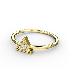 Lida Üçgen Yüzük - Beyaz zirkon 925 ayar altın kaplama gümüş yüzük #xcw6uh
