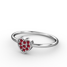 Garnet 14 ayar beyaz altın yüzük