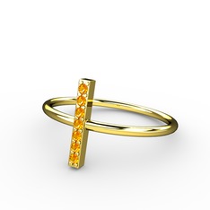 Lida Dikdörtgen Yüzük - Sitrin 18 ayar altın yüzük #1i78y4n