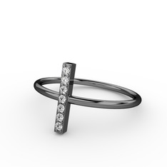 Lida Dikdörtgen Yüzük - Beyaz zirkon 925 ayar siyah rodyum kaplama gümüş yüzük #1m4eeex