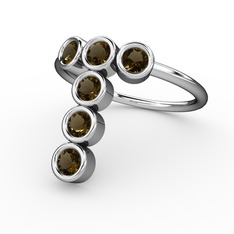 Dumanlı kuvars 8 ayar beyaz altın yüzük