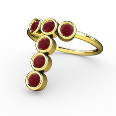 Hekza Yüzük - Kök yakut 925 ayar altın kaplama gümüş yüzük #bpgldx