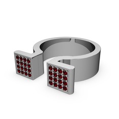 Taşlı Tia Kare Yüzük - Garnet 8 ayar beyaz altın yüzük #1coava1