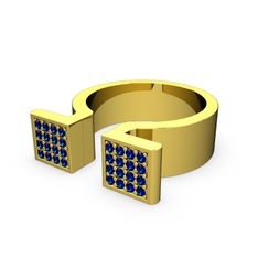 Lab safir 925 ayar altın kaplama gümüş yüzük