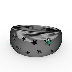 Nova Yüzük - Yeşil kuvars 925 ayar siyah rodyum kaplama gümüş yüzük #1qbuwci